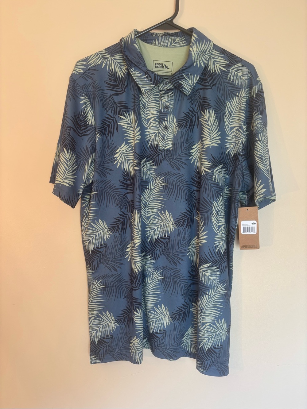 Eddie Bauer Navy Palm-Leaf Performance Polo